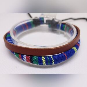 Men's‎ bracelet leather layered striped new e79